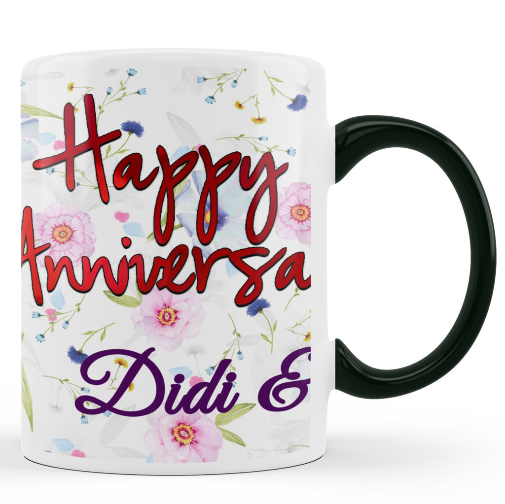 Printed Ceramic Coffee Mug | For Loved Ones | Happy Anniversary Didi and Jiju  | 325 Ml…